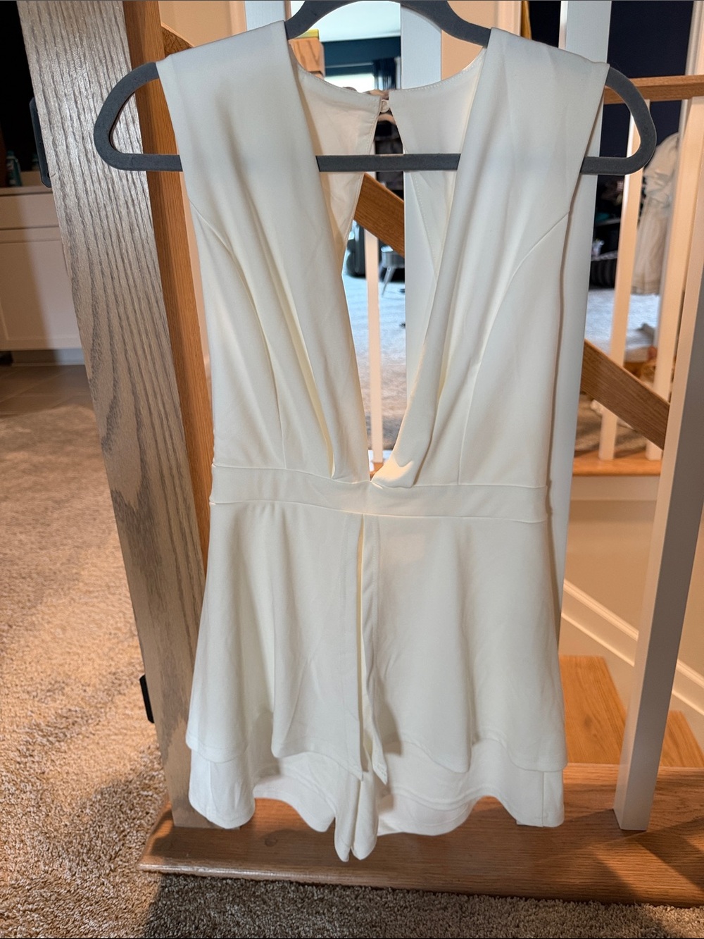 White Deep V Romper - Picture 3 of 8